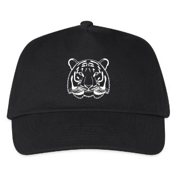 Tiger Kopf - Umriss hell - Kinder Basecap - Schwarz - Vorne