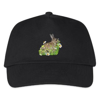 Hase weiße Blumen - Kinder Basecap - Schwarz - Vorne