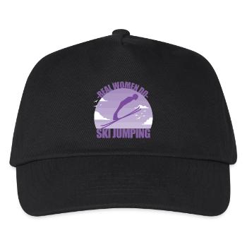 Skispringen Skispringerin Wintersport Geschenk - Kinder Basecap - Schwarz - Vorne