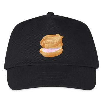 cream puff filled with pink cream illustration - Kids’ Baseball Cap - black - Front