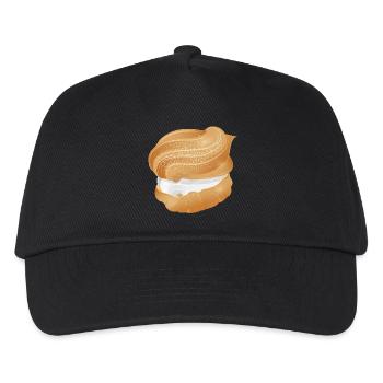 Illustration eines mit Sahne gefüllten Windbeutel - Kinder Basecap - Schwarz - Vorne