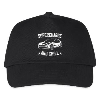 Supercharge And Chill - für Elektro Auto Fans - Kinder Basecap - Schwarz - Vorne
