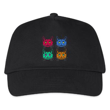Vier Farben Katzen / Cats like Warhol - Kinder Basecap - Schwarz - Vorne