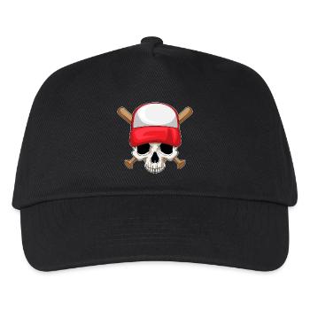 Totenkopf Baseball Baseballschläger - Kinder Basecap - Schwarz - Vorne