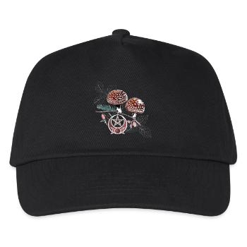 Fliegenpilz Wicca Symbol Naturzauber Herbst - Kinder Basecap - Schwarz - Vorne