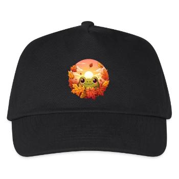 Herbstmelodie: Frosch, bunte Blätter & runder - Kinder Basecap - Schwarz - Vorne