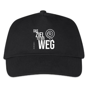 Das Ziel ist der Weg - weißer Schriftzug - Kinder Basecap - Schwarz - Vorne