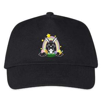 Osterhase Hase mit Regenbogen und Ostereier - Kinder Basecap - Schwarz - Vorne