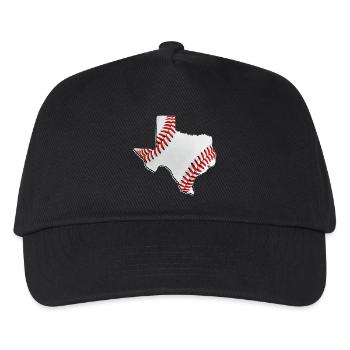 Echter Baseball in der Texas State Landkarte - Kinder Basecap - Schwarz - Vorne