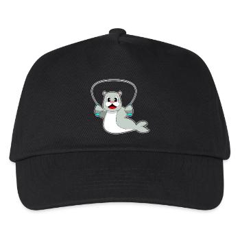 Seehund Seilspringen Springseil Fitness - Kinder Basecap - Schwarz - Vorne