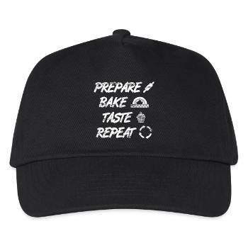 Prepare, Bake, Taste, Repeat - Kids’ Baseball Cap - black - Front