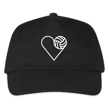 Volleyball Herz Liebe Volleyballer Beach Logo - Kinder Basecap - Schwarz - Vorne