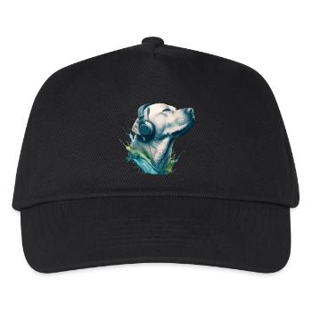 Labrador Retriever Hund Musik Kopfhörer Labbi Wau - Kinder Basecap - Schwarz - Vorne