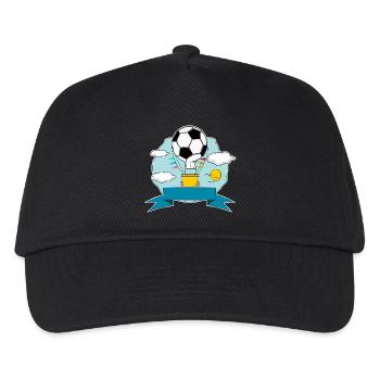 Fußball Heißluftballon Namensschild blau - Kinder Basecap - Schwarz - Vorne