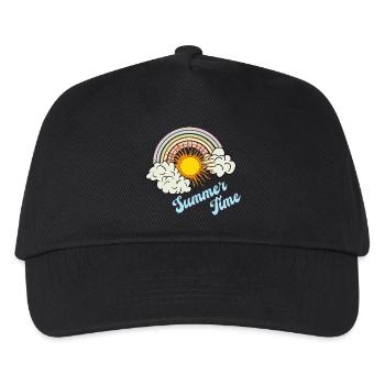 Heure d’été - Soleil d’été Arc-en-ciel Nuages Rétro - Casquette de baseball Enfant - noir - Devant