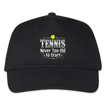 Tennis T-Shirt Never Too Old To Start - Kinder Basecap - Schwarz - Vorne