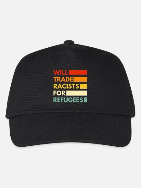 Will trade racists for refugees - Kids’ Baseball Cap - black