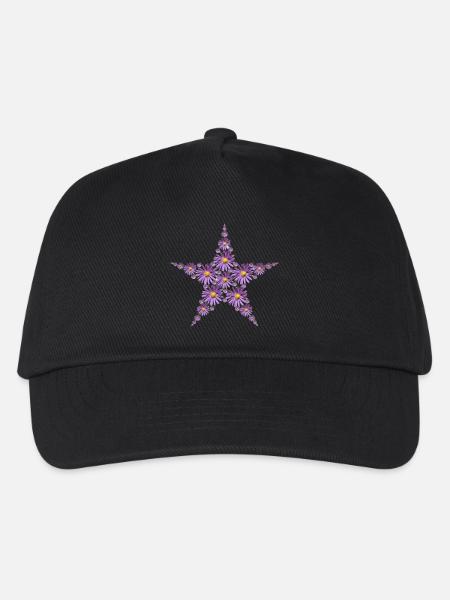 Stern aus lila Astern Blüten - Kinder Basecap - Schwarz