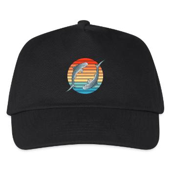 Tiger Shark Retro Sunset - Kids’ Baseball Cap - black - Front