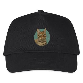 Braun getigerte Katze - Kinder Basecap - Schwarz - Vorne