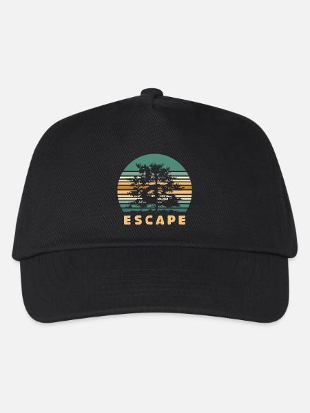 Escape Wald Design – Retro Natur Adventure Logo - Kinder Basecap - Schwarz
