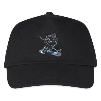 Eishockeyspieler Zeichnung - Kinder Basecap - Schwarz - Vorne