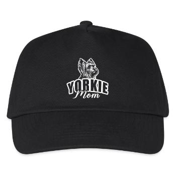 "Yorkie Mom" mit Hundekopf - Kinder Basecap - Schwarz - Vorne