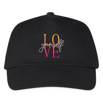 Love yourself / Selbstliebe / Liebe dich selbst - Kinder Basecap - Schwarz - Vorne