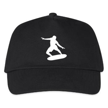 Surfer Silhouette Wellenreiten minimalistisch - Kinder Basecap - Schwarz - Vorne