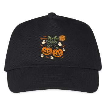 Halloween Kürbisse mit Geistern und Besen - Kinder Basecap - Schwarz - Vorne