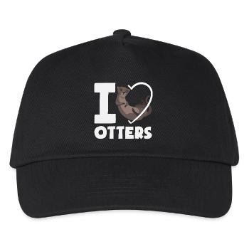 Seeotter Cartoon Herz - Kinder Basecap - Schwarz - Vorne