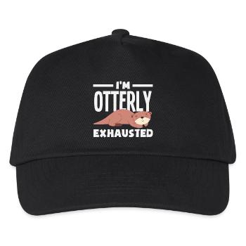 Sea Otter Cartoon Pun Funny - Kids’ Baseball Cap - black - Front