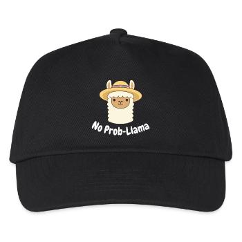 No Prob Lama Llama Cartoon - Kinder Basecap - Schwarz - Vorne