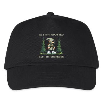 Bug entdeckt: Elf mit Sneakers | LARP Glitch - Kinder Basecap - Schwarz - Vorne