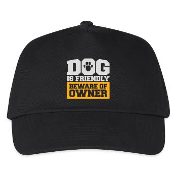 Dog Friendly Beware Owner Warning Humor Protect - Kids’ Baseball Cap - black - Front