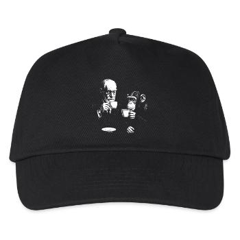 Sigmund Freud drinking coffee with monkey - Kids’ Baseball Cap - black - Front