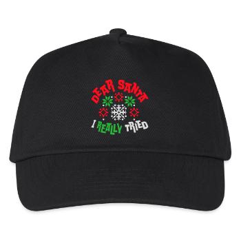Dear Santa I Really Tried Christmas Humor Funny - Kids’ Baseball Cap - black - Front