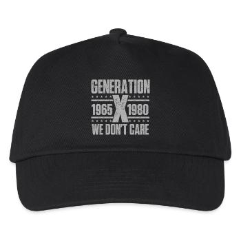 Generation X ist uns egal Lustiges Nostalgie-Zitat - Kinder Basecap - Schwarz - Vorne