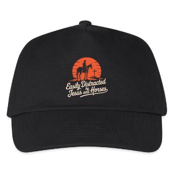 Jesus Pferde Reiten Bibel Christ - Kinder Basecap - Schwarz - Vorne