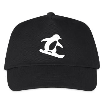 Minimalistischer Pinguin Snowboard Winterurlaub - Kinder Basecap - Schwarz - Vorne