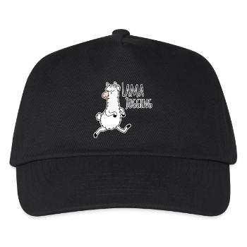 Lama Jogging - lustiges Lama geht joggen, mach mit - Kinder Basecap - Schwarz - Vorne