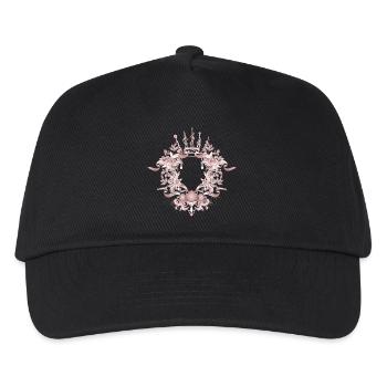 Pink Baroque Frame with Crown & Floral Ornaments - Kids’ Baseball Cap - black - Front