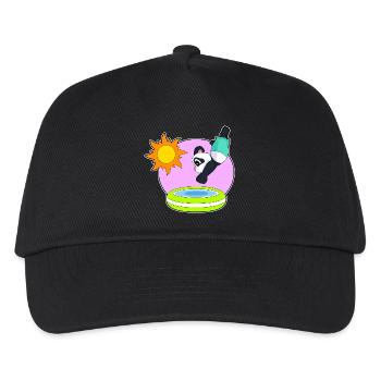 Panda Swimming Pool Summer - Kids’ Baseball Cap - black - Front