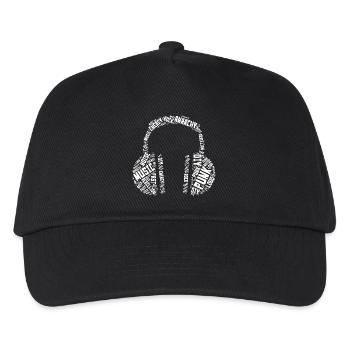 Punk Typography Headphones Word Art Design - Kids’ Baseball Cap - black - Front