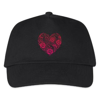 Herz Romantische Drachenrosen und Liebe - Kinder Basecap - Schwarz - Vorne