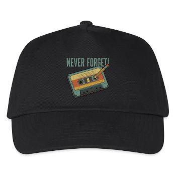 Never Forget – Retro Kassette & Bleistift Design - Kinder Basecap - Schwarz - Vorne