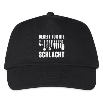 Chefkoch BEREIT FÜR DIE SCHLACHT Lustiges - Kinder Basecap - Schwarz - Vorne