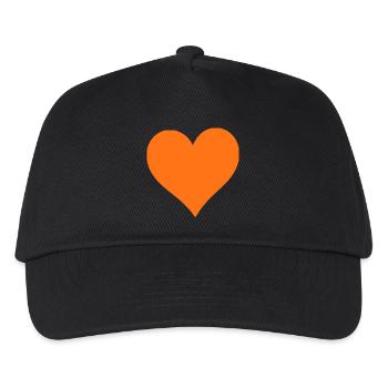 orangenes Herz orangen Geschenk  - Kinder Basecap - Schwarz - Vorne
