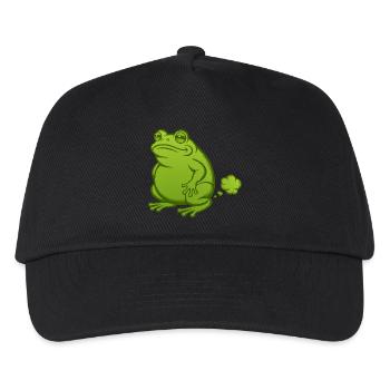 Furzender Frosch Pups Furz pupsen Kröte furzen  - Kinder Basecap - Schwarz - Vorne
