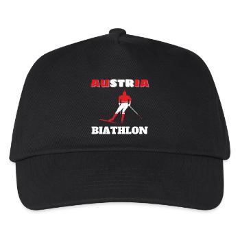 Biathlete Silhouette Red White Austria - Kids’ Baseball Cap - black - Front